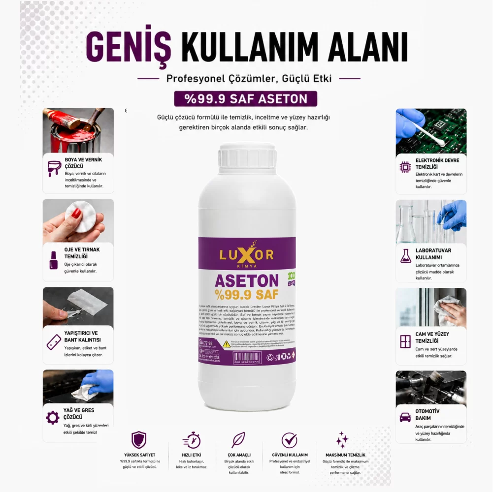 Luxor Kimya 99.9 Saf Aseton 1 LT ek görsel